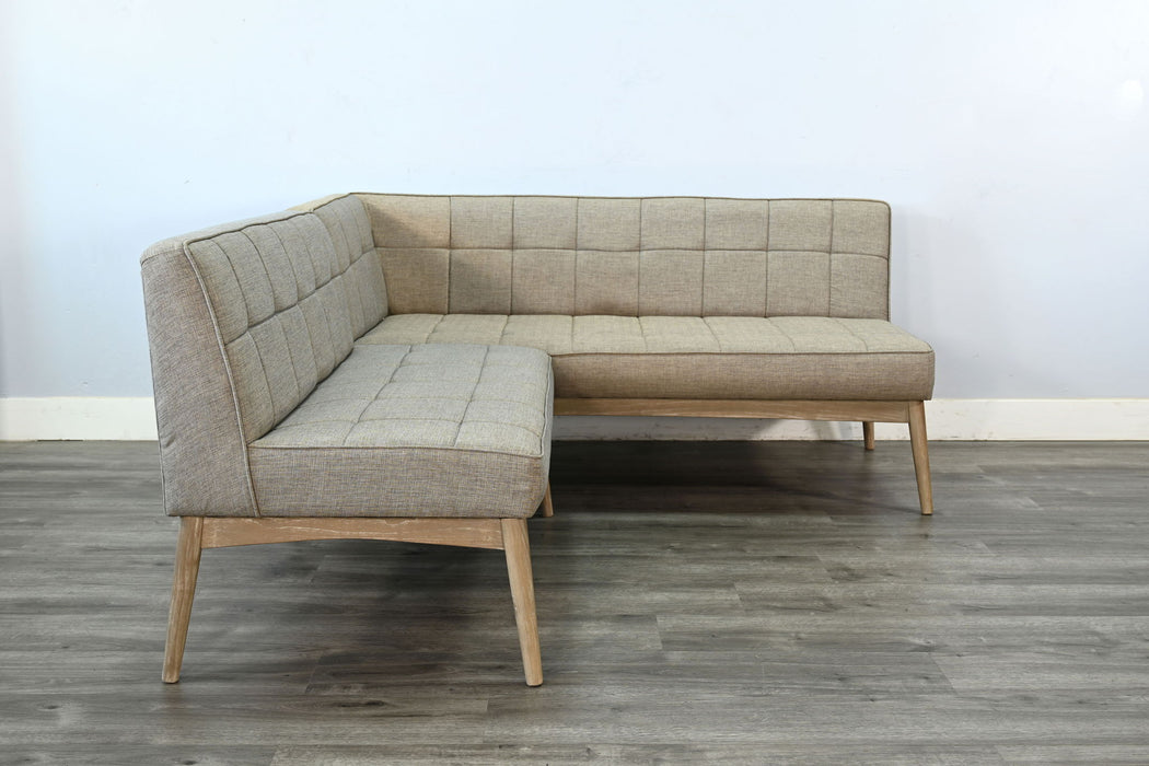 Mia - 2 Piece Tufted Upholstered Corner Dining Nook Set - Wheat