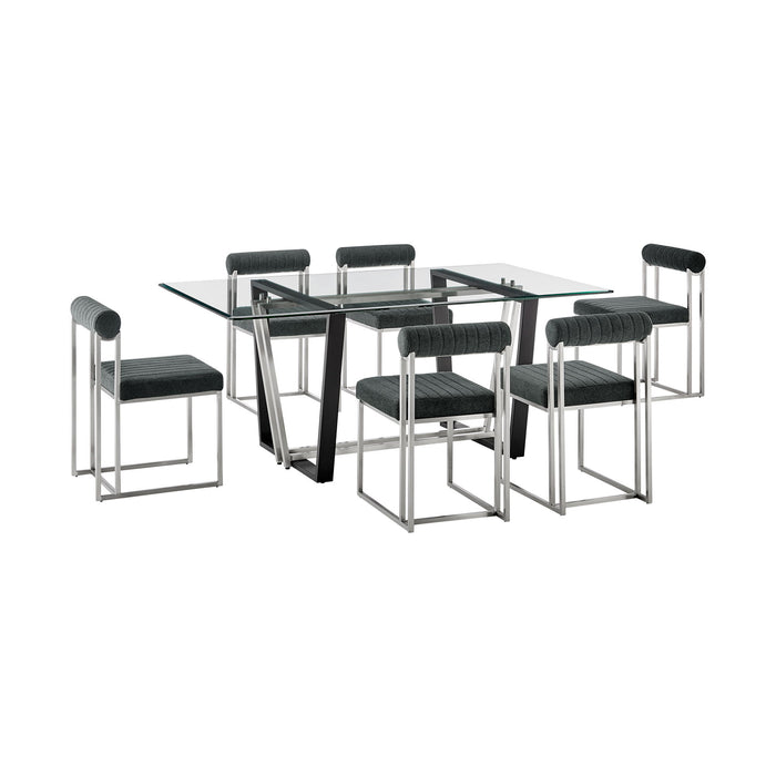 Kai Anastasia - Rectangular Glass Dining Table Set - Brushed Base