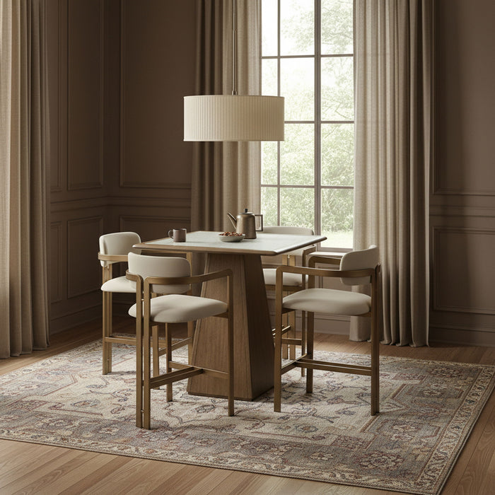 Aurum - Vegan Leather Upholstered Counter Stool With Brushed Brass Base