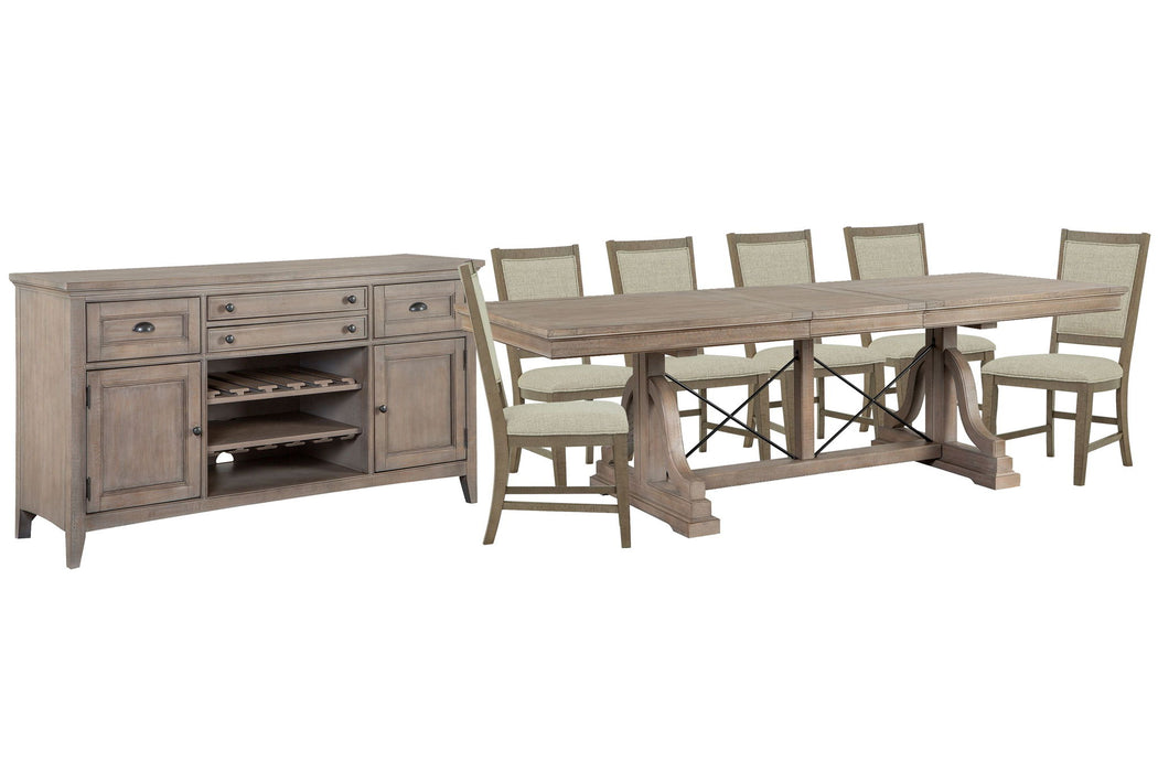 Paxton Place - Extendable Trestle Dining Table Set