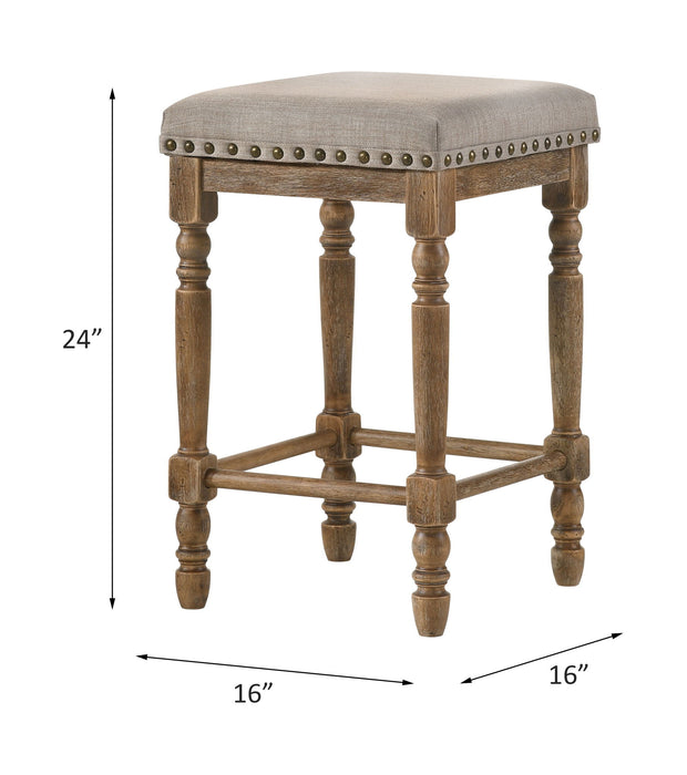 Farsiris - Counter Height Stool (Set of 2) - Beige Fabric & Weathered Oak