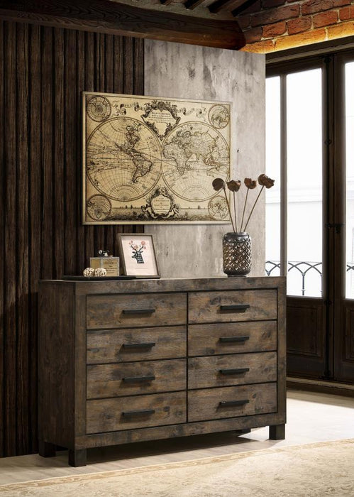 Woodmont - 8-Drawer Dresser - Rustic Golden Brown