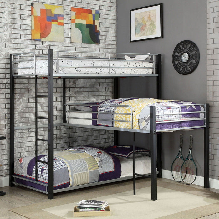 Aubrey - Twin Triple Decker Bed - Sand Black