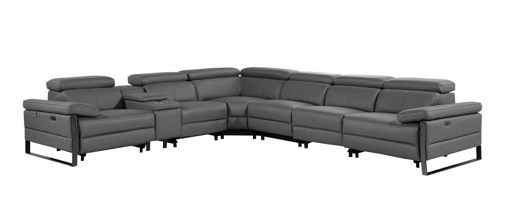1246 - 7-Piece L-Shaped Modular Power Reclining Sectional With 4 Power Recliners And Power Headrests