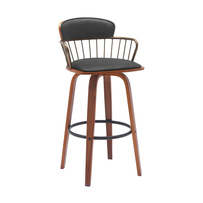 Willow - Swivel Walnut Wood Faux Leather Stool