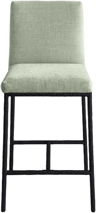 Reeves - Chenille Fabric Upholstered Counter Stool (Set of 2) - Black Base