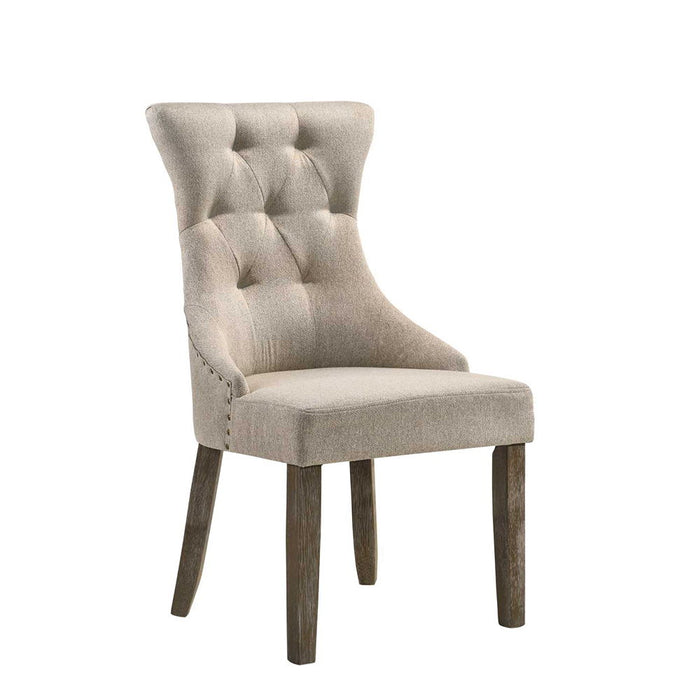 Gabrian - Side Chair (Set of 2) - Two-Tone Beige Fabric & Reclaimed Gray