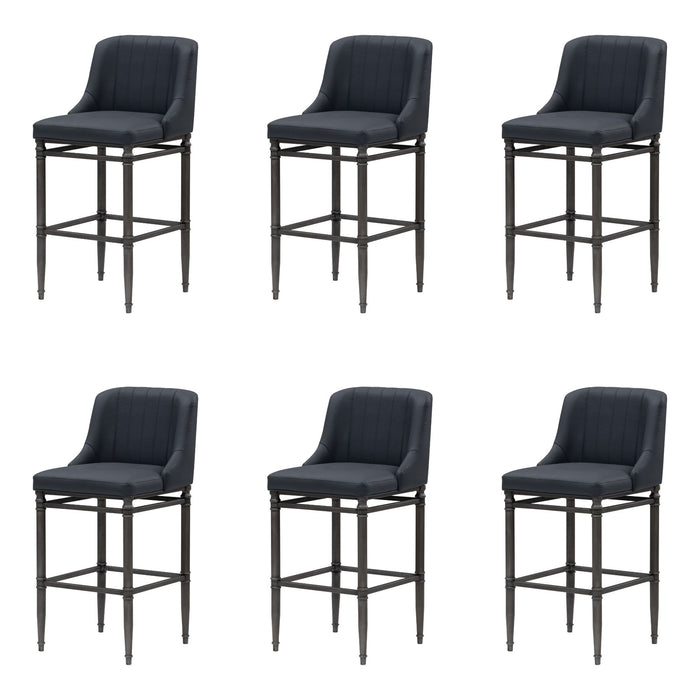 Marvin - Steel Frame Faux Leather Upholstered Bar Height Barstool