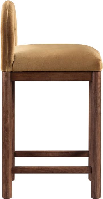 Conrad - Velvet Counter Stool With Brown Legs