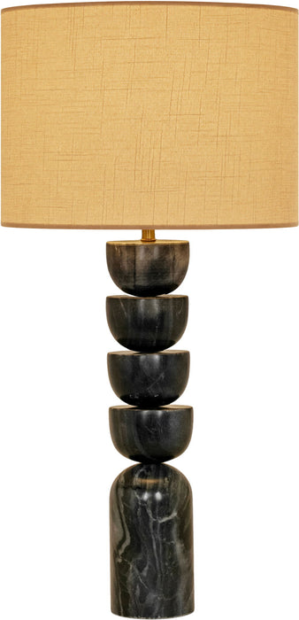 Opus - Genuine Marble, Linen Textured Fabric And Brass Table Lamp