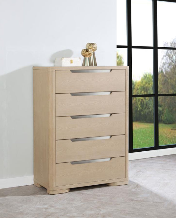 Ladera - 5-Drawer Bedroom Chest Of Drawers - Light Elm