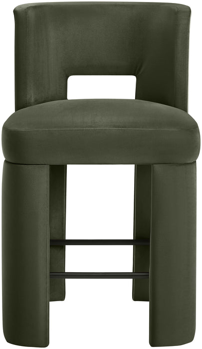 Zuno - Velvet Performance Fabric Upholstered Counter Stool (Set of 2)