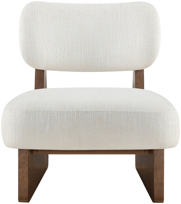 Vetra - Linen Textured Fabric Upholstered Accent Chair With Brown Base