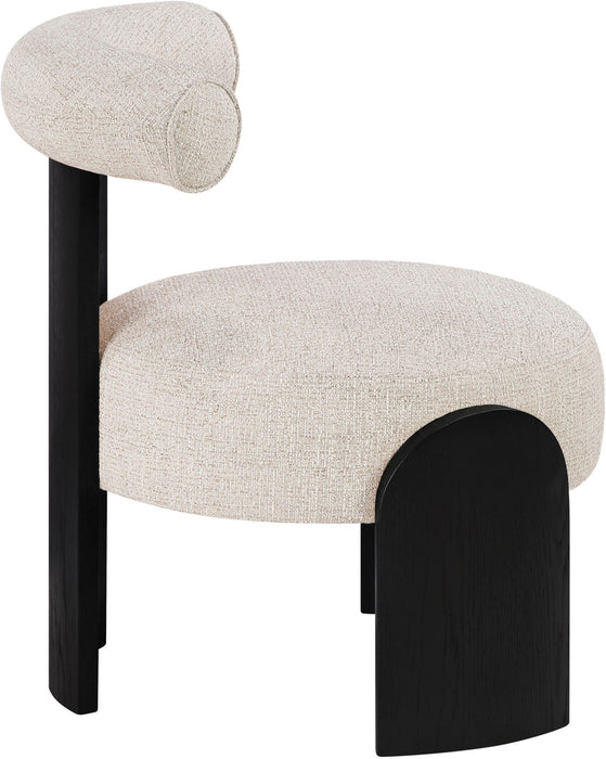 Calder - Linen Textured Fabric Upholstered Accent Chair - Painted Black Base