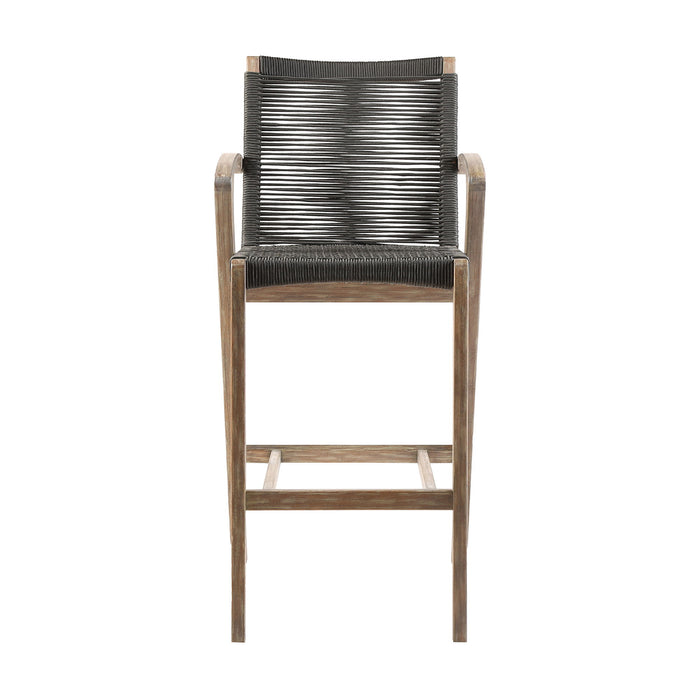 Brielle - Outdoor Light Eucalyptus Wood And Charcoal Rope Counter Height Stool Set