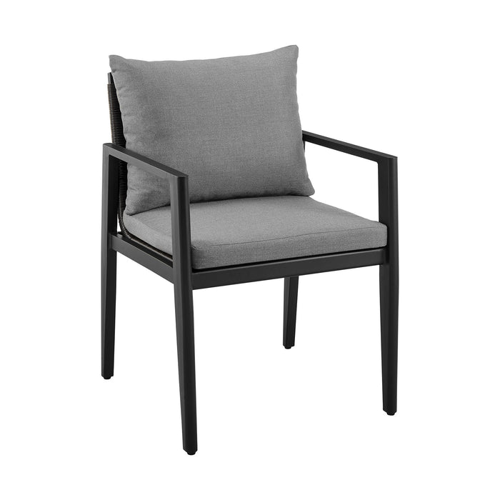 Cayman - Outdoor Patio 5-Piece Dining Table Set In Aluminum With Gray Cushions