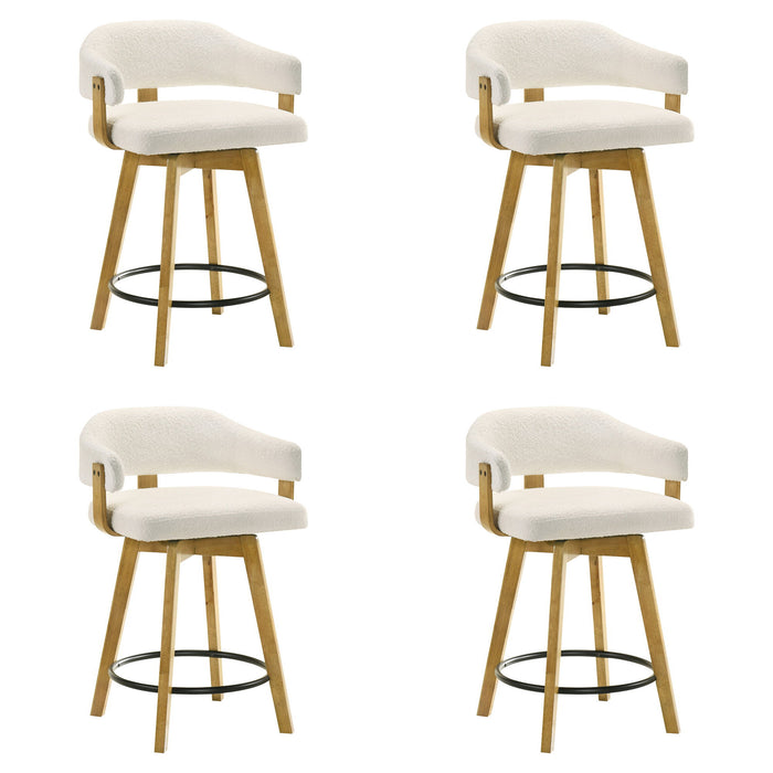 Callah - Contemporary Natural Wood Counter Height Kitchen Bar Stool