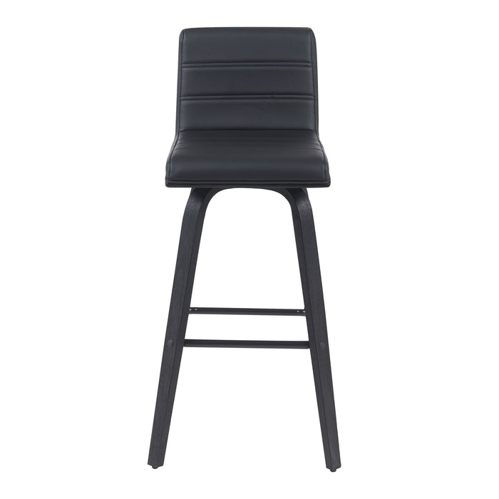 Vienna - Modern Swivel Bar Height Stool - Black Brushed Wood Frame