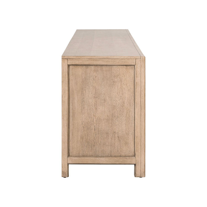 Fireplace TV Console - 82" Console With Fire FTS - Light Brown