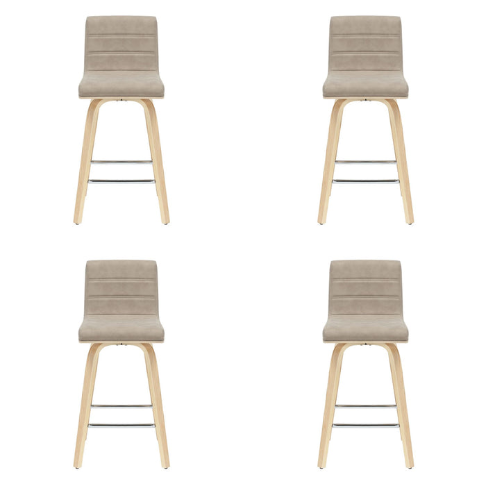 Vienna - 35.5" Swivel Counter Height Square Back Wood Bar Stool With Faux Leather Seat