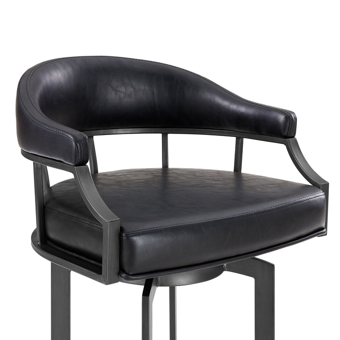Edy - Swivel 26" Mineral Finish And Black Faux Leather Bar Stool