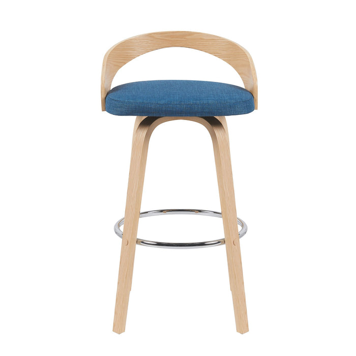 Sonia - Modern Swivel Bar Height Stool - Patterned Oak Wood Finish