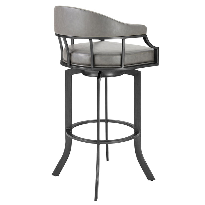 Edy - Swivel 26" Mineral Finish And Gray Faux Leather Bar Stool