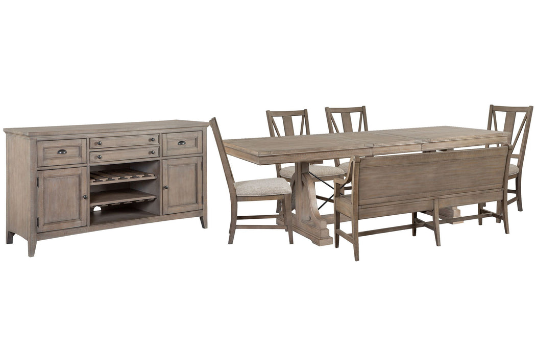 Paxton Place - Extendable Trestle Dining Table Set