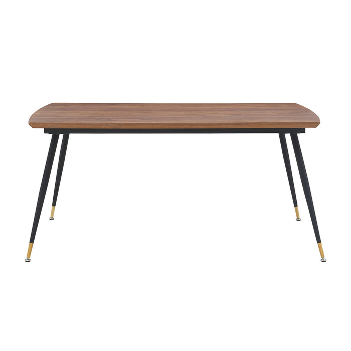 Messina - Modern Walnut And Metal Dining Room Table - Black Matte / Gold