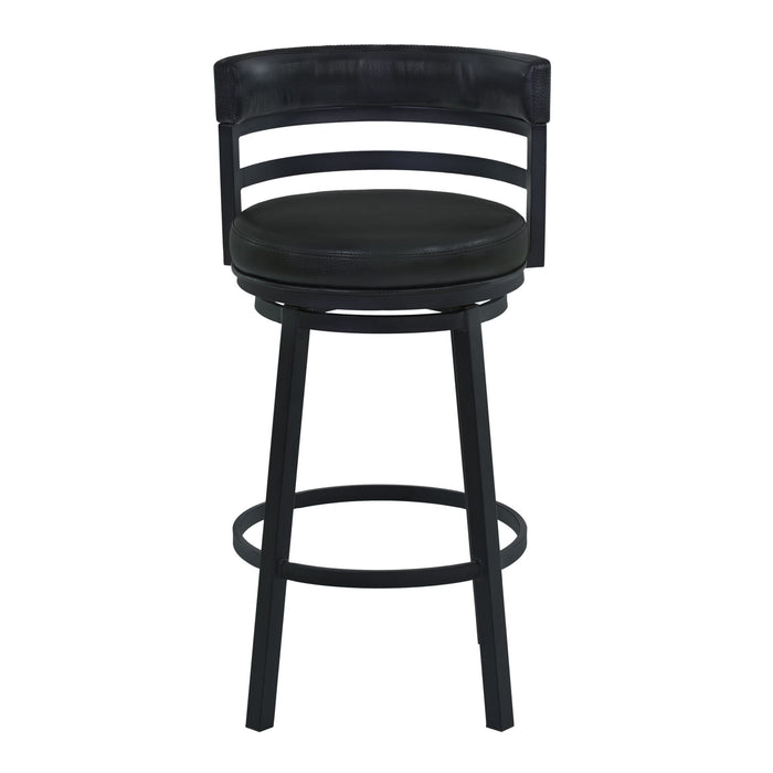 Madrid - 30" Bar Height Metal Swivel Barstool - Ford Black Pu And Black Finish