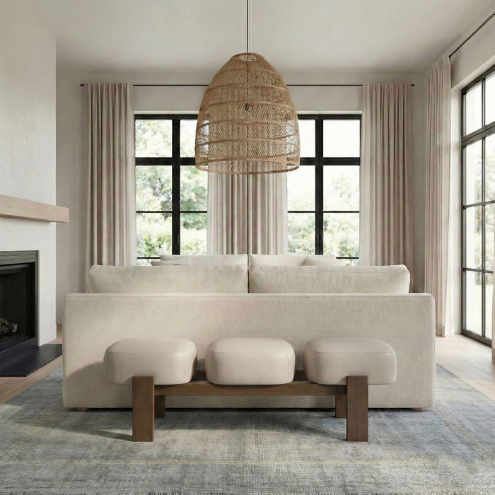 Woodcrest - Vegan Leather Upholstered Bench - Painted Brown Walnut Base