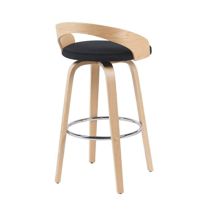 Sonia - Modern Swivel Bar Height Stool - Patterned Oak Wood Finish