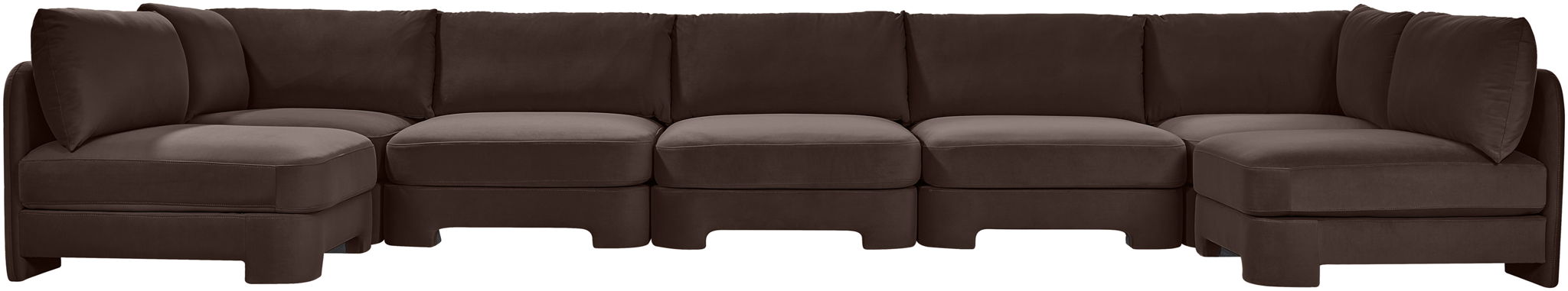 Hammond - Velvet Performance Fabric Upholstered 7 Piece U-Shaped Armless Sectional