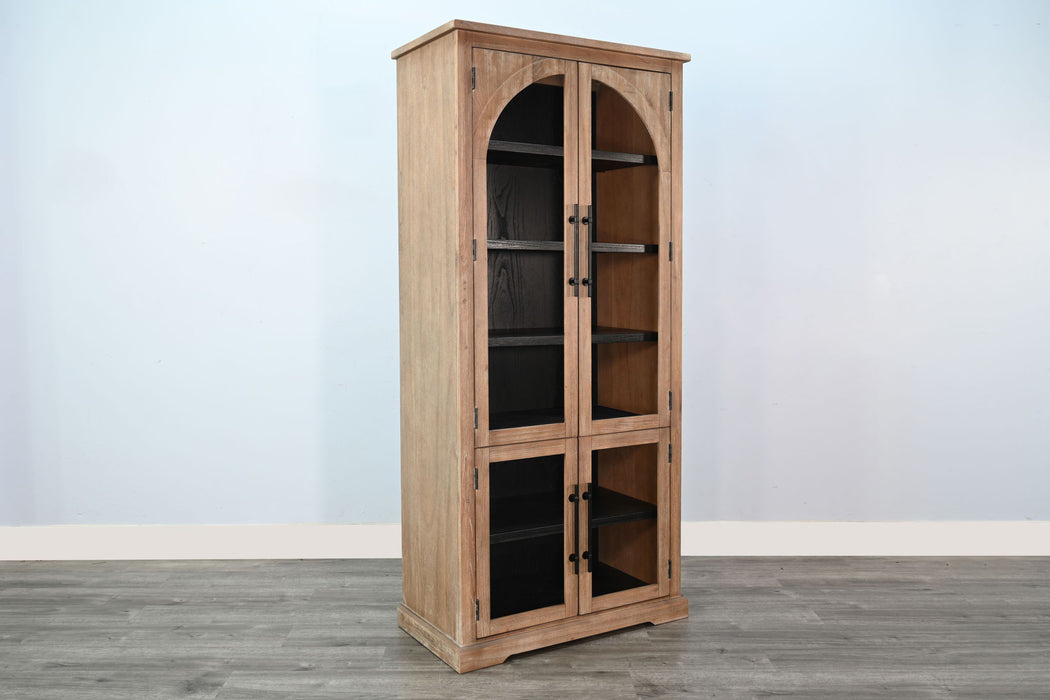 Elena - Tall Wood Cabinet With Arched Glass Doors