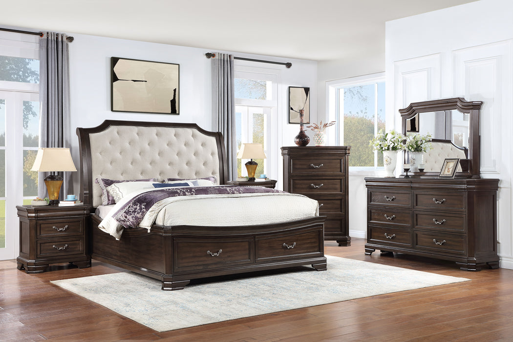 Lyndhurst - 6/6 Eastern King 6 Piece Bedroom Set (Bed, Dresser, Mirror, Chest, 2 Nightstands) - Walnut