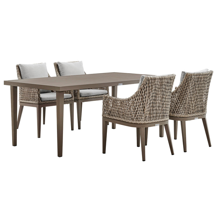 Grenada - 5 Piece Gray Aluminum Outdoor Dining Set With Gray Fabric