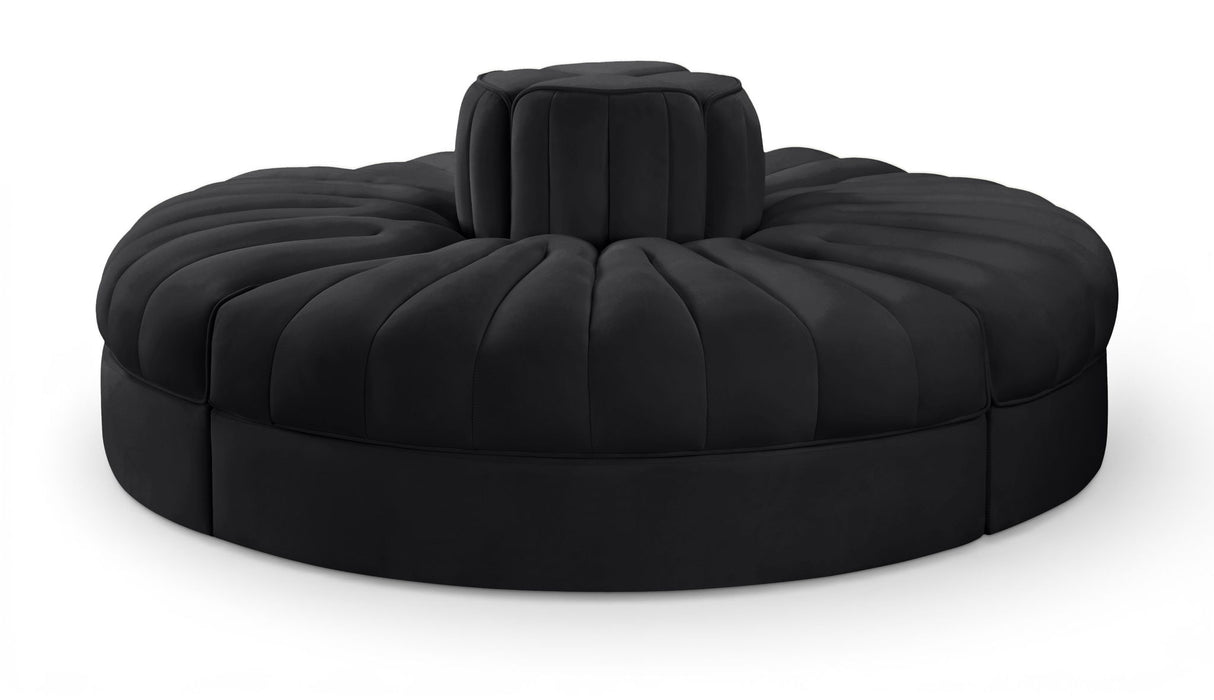Rummi - Round Velvet Performance Fabric Upholstered 4 Piece Modular Sofa