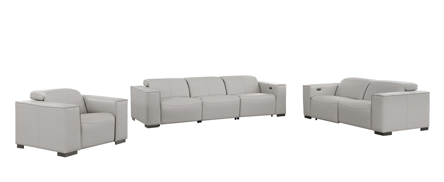 1208 - Leather Reclining Set (Sofa, Loveseat & Chair With 5 Power Recliners)