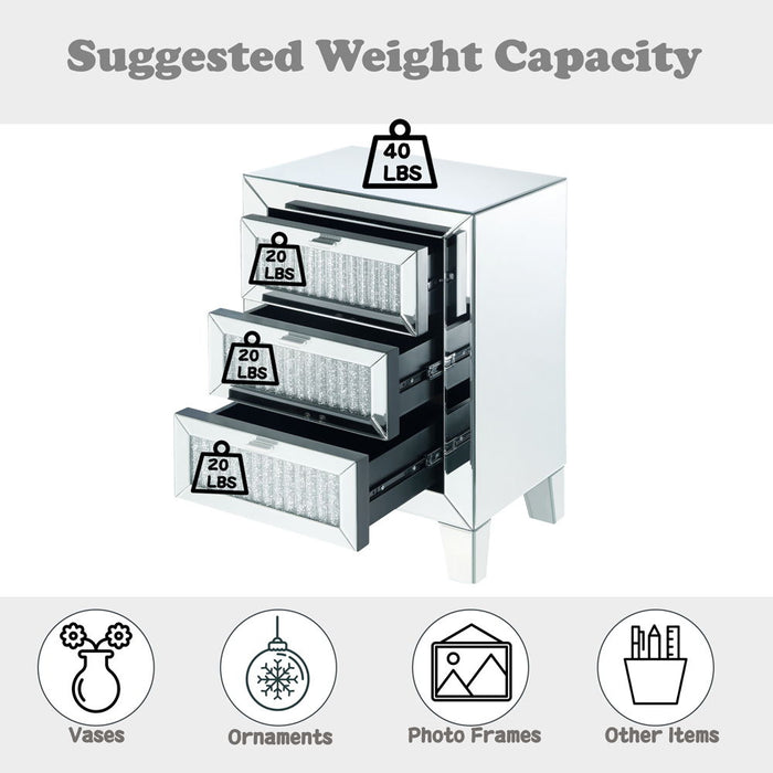 Noralie - 26" Accent Table - Mirrored & Faux Diamonds