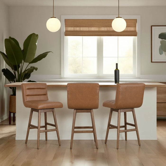 Elias - Swivel Rubberwood Barstool