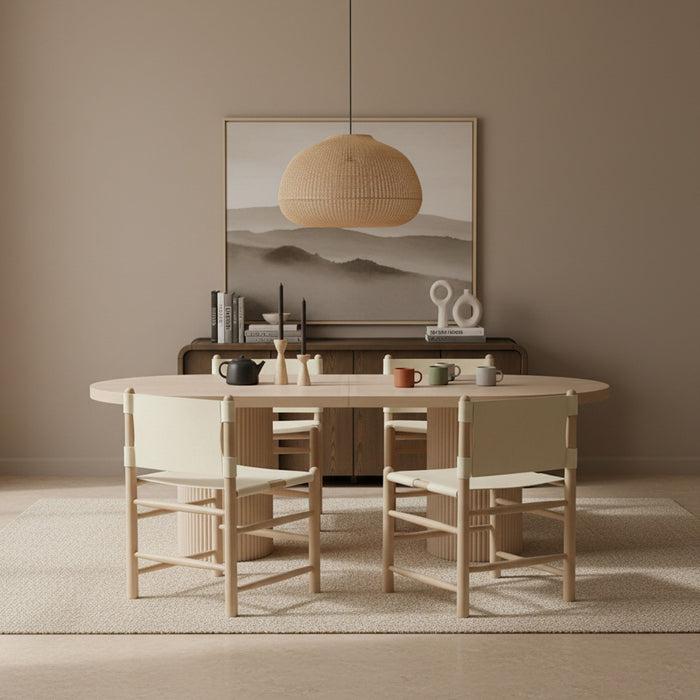 Santos - Vegan Leather Upholstered Dining Chair With Stained Natural Base (Set of 2)