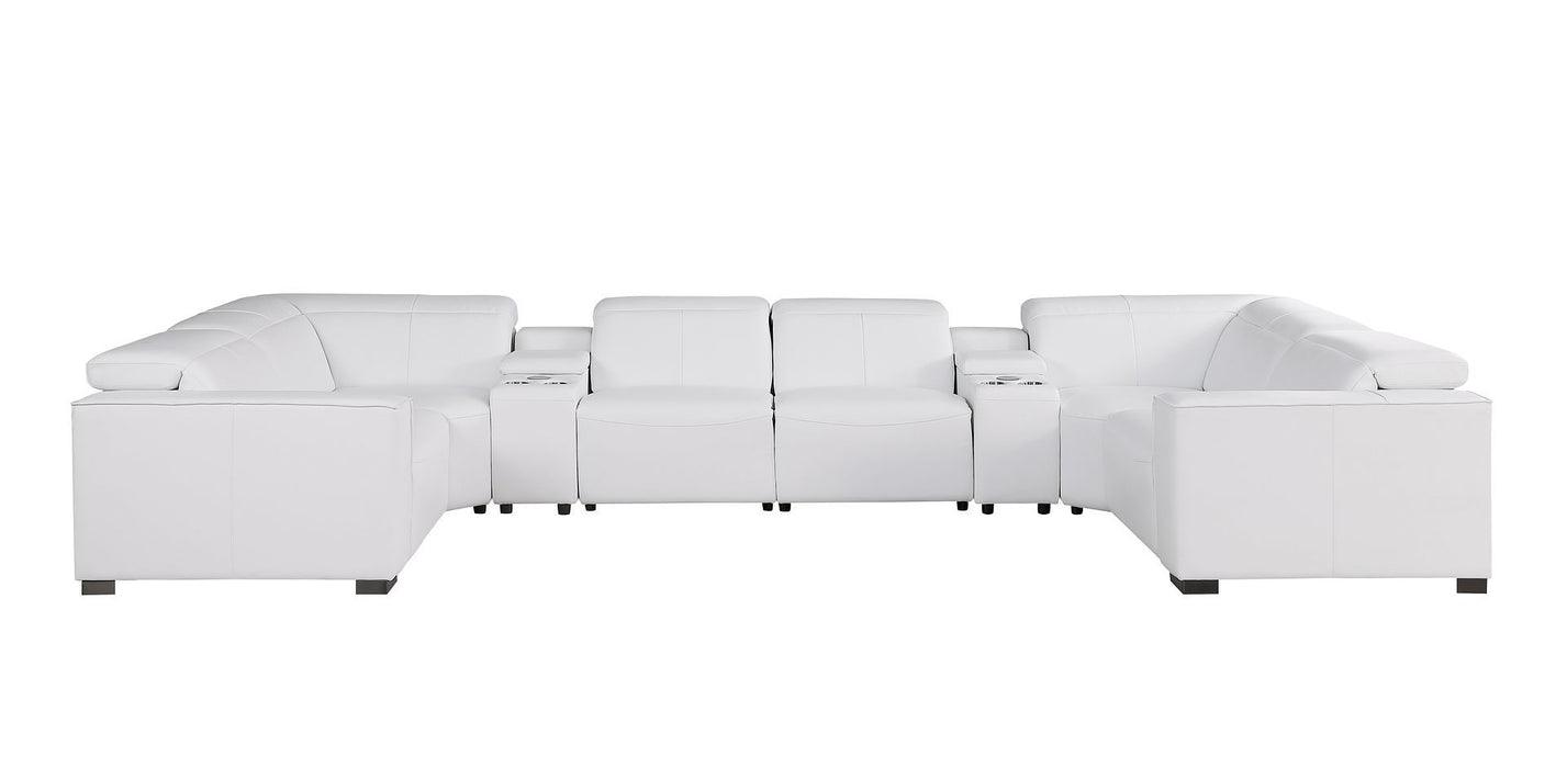 1208 - 8 Piece Modular Leather Sectional With 2 Power Recliners & Power Headrests