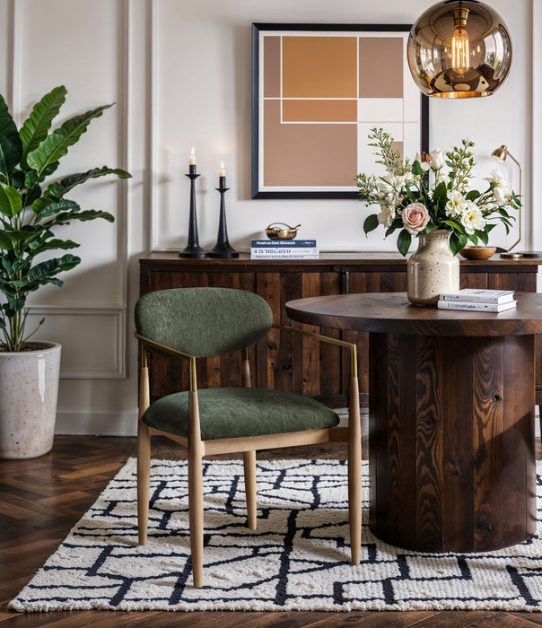 Riccio - Fabric Dining Arm Chair (Set of 2) - Natural Frame