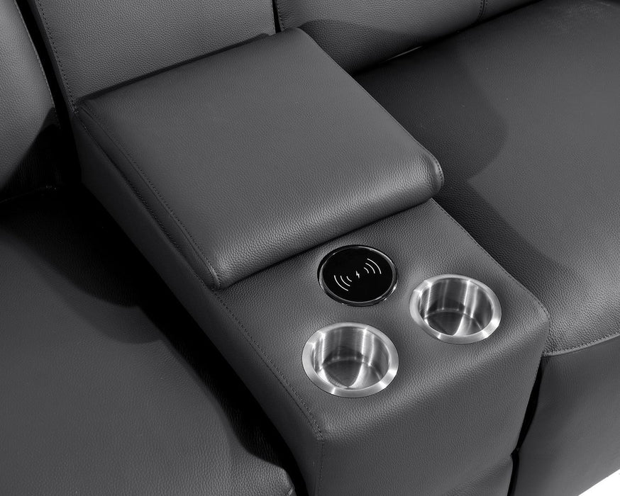 1224 - 6-Piece Modular Power Reclining Sofa And Console Loveseat Set In With 5 Power Recliners & Power Headrests