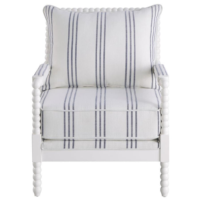 Blanchett - Upholstered Bobbin Accent Chair - White And Navy