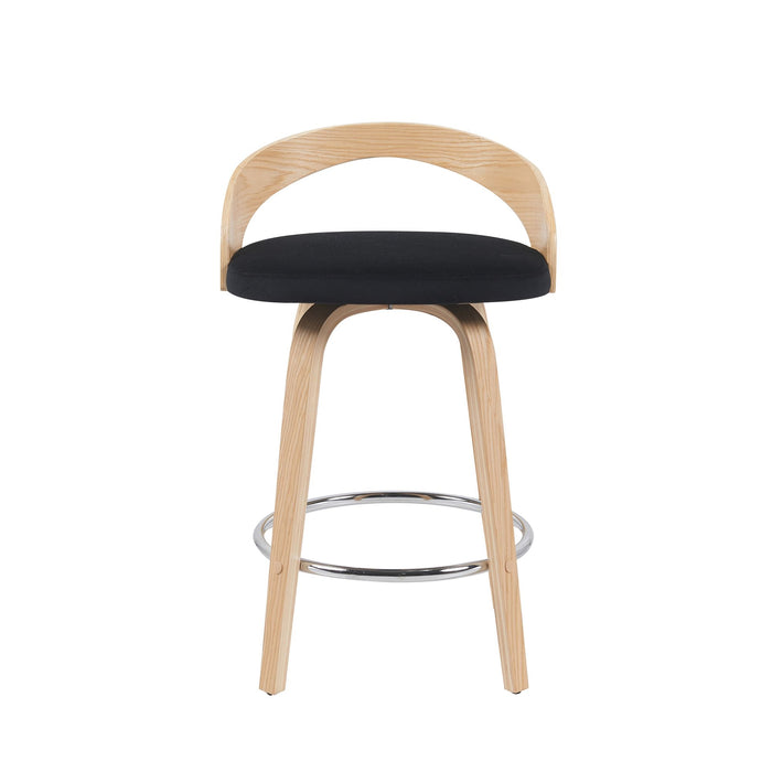 Sonia - Modern Swivel Counter Height Bar Stool - Patterned Oak Wood Finish