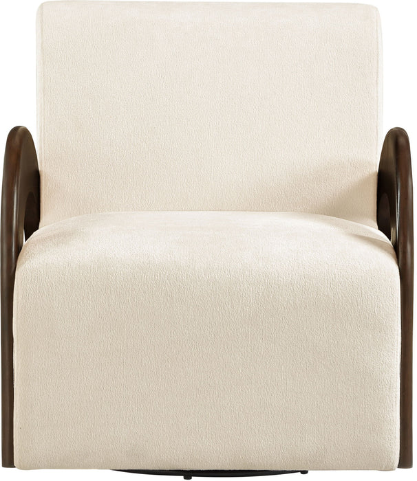 Neria - Chenille Fabric Upholstered Swivel Accent Chair - Painted Brown Base