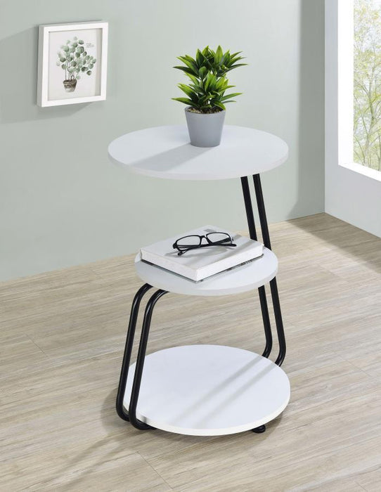 Hilly - 3-Tier Round Side Table - White And Black