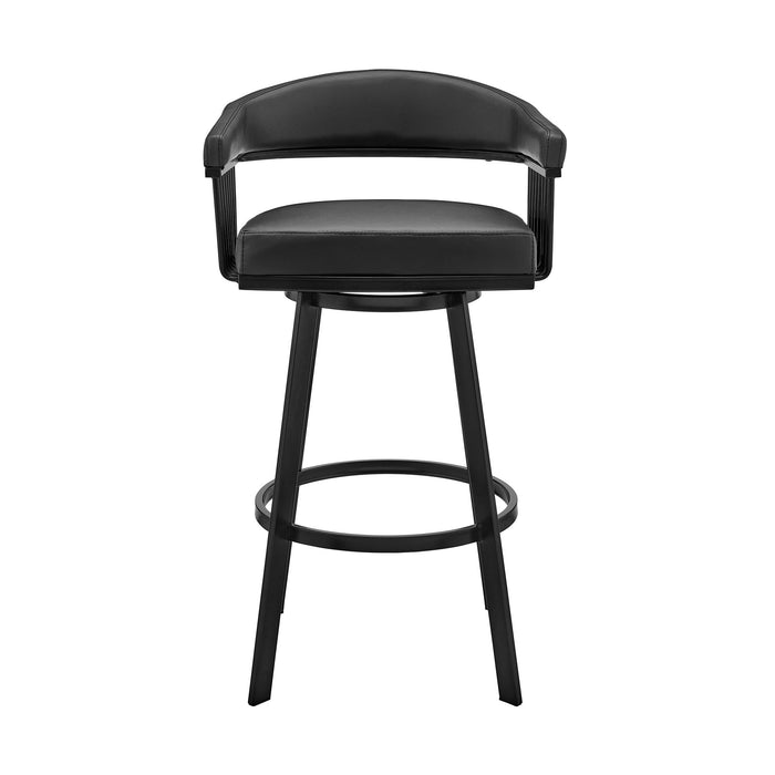 Chelsea - 25" Counter Height Swivel Bar Stool - Black Finish And Black Faux Leather