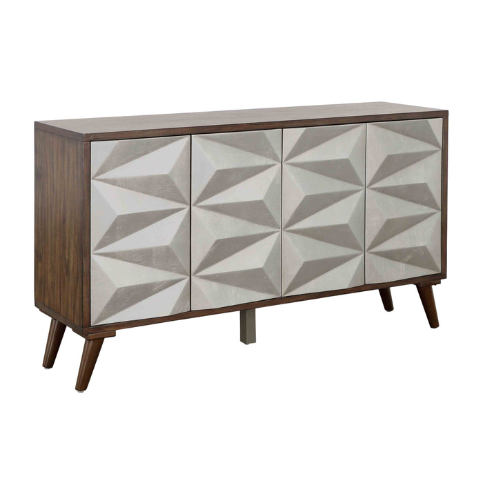 Mt.Rainier - Four Door Credenza - Brown / Silver